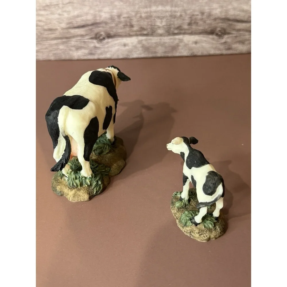 O'Well Holiday Time Christmas Village Black & White Cow & Calf. Farm Dairy
